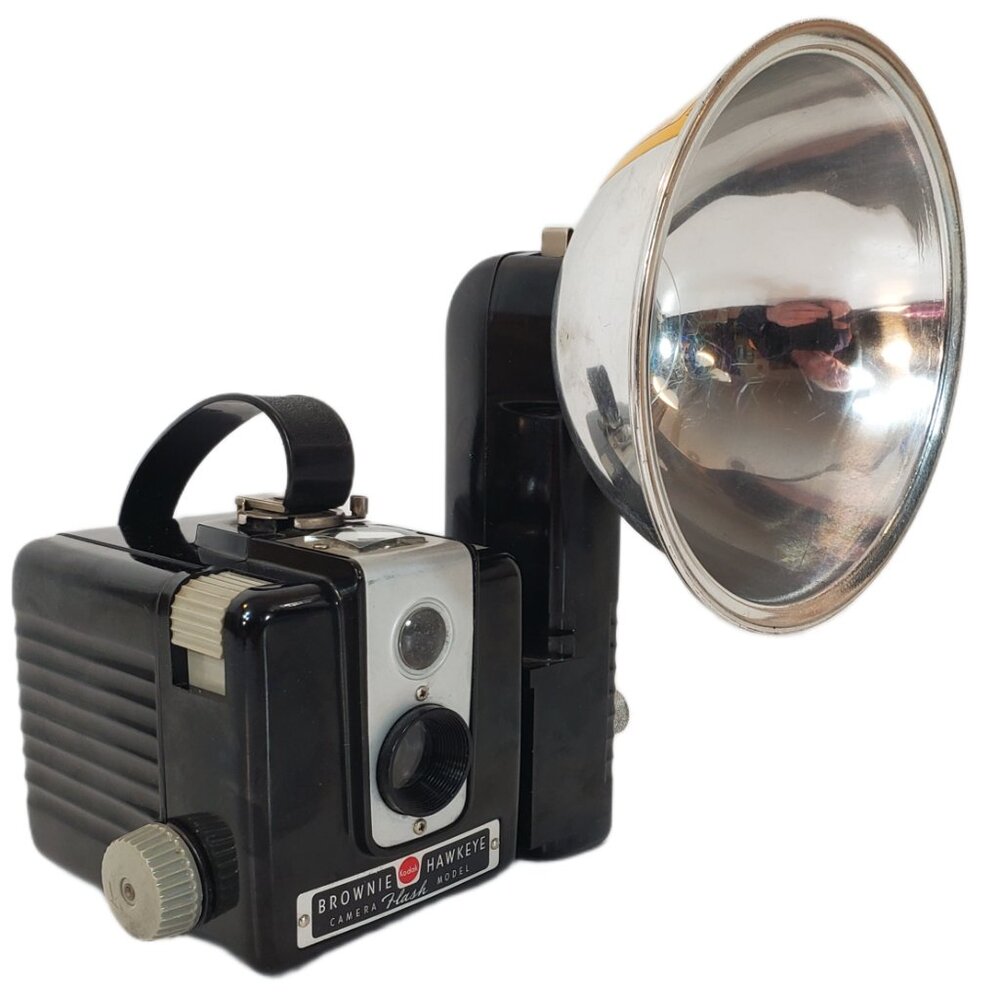 Vintage 1954 Kodak Brownie Hawkeye Flash Model Camera w/ Kodalite Flash Holder